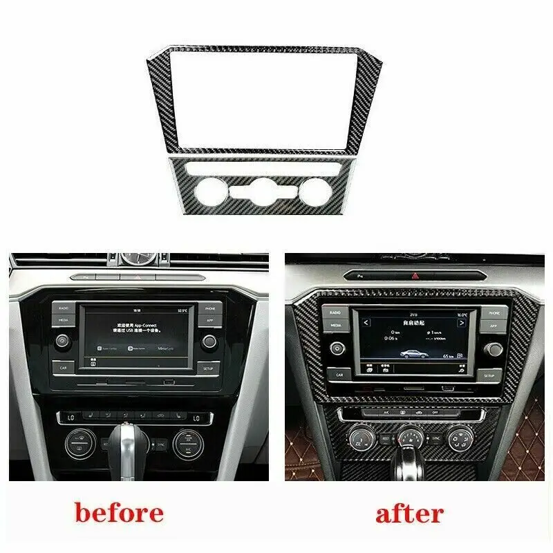 

Carbon Fiber Car Interior CD Control Panel Cover Trims For VW Arteon