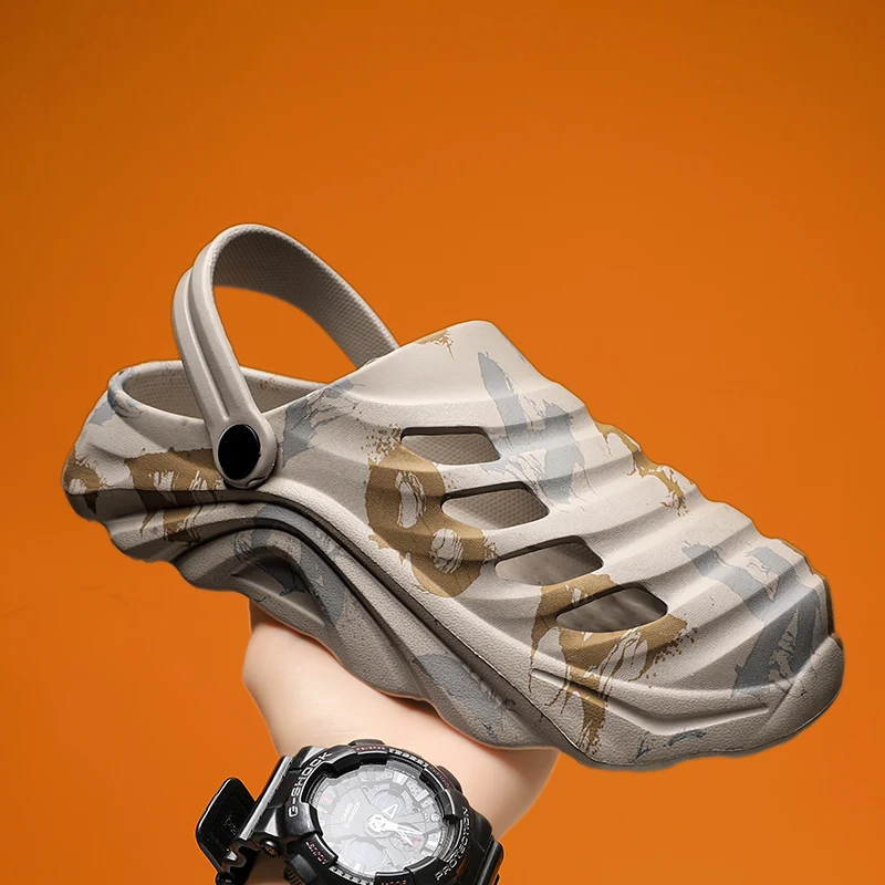 Mens Summer Casual Sandals Clogs Soft Thick Bottom Beach Shoes Non-slip Wear-resistant Outdoor Slippers