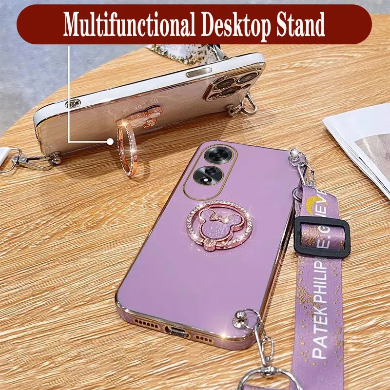 Creative Cartoon Bracket Lanyard Plating Phone Case - Soft Back Cover