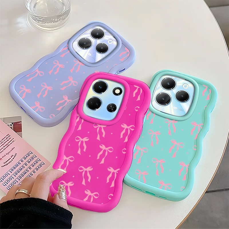 Bow Aesthetic Wave Shockproof Macaron Phone Case