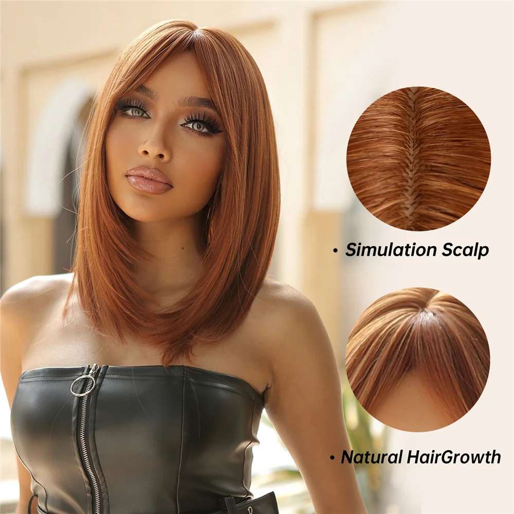 Perruque Femme 100% Cheveux Naturels Courte - Couleur Cuivré Intense, Réf. MAIA 130, Neuf Avec étiquettes