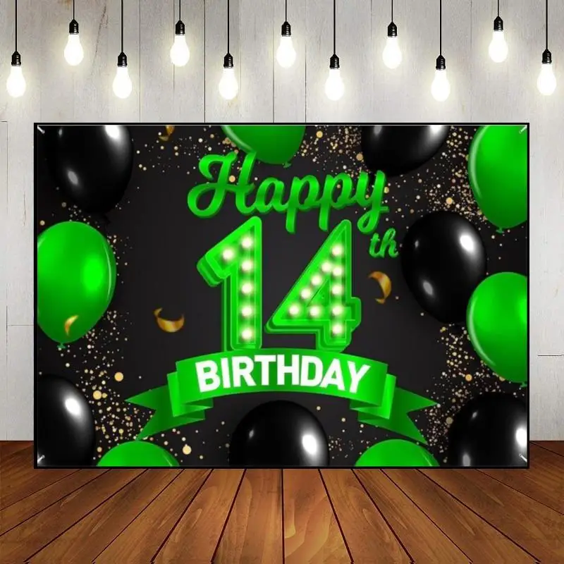 Happy 14Th Birthday Sweet Background Photo Girl Game Machine Red Green Screen Smash Cake Boy Comunione Banner Golden Hotwheels