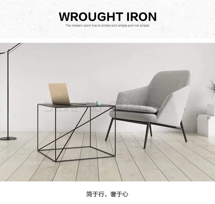 Nordic Iron Square Coffee Table-Creative Balcony Side Table, Minimalist Sofa Companion, Elegant Design for Living Room, Accent