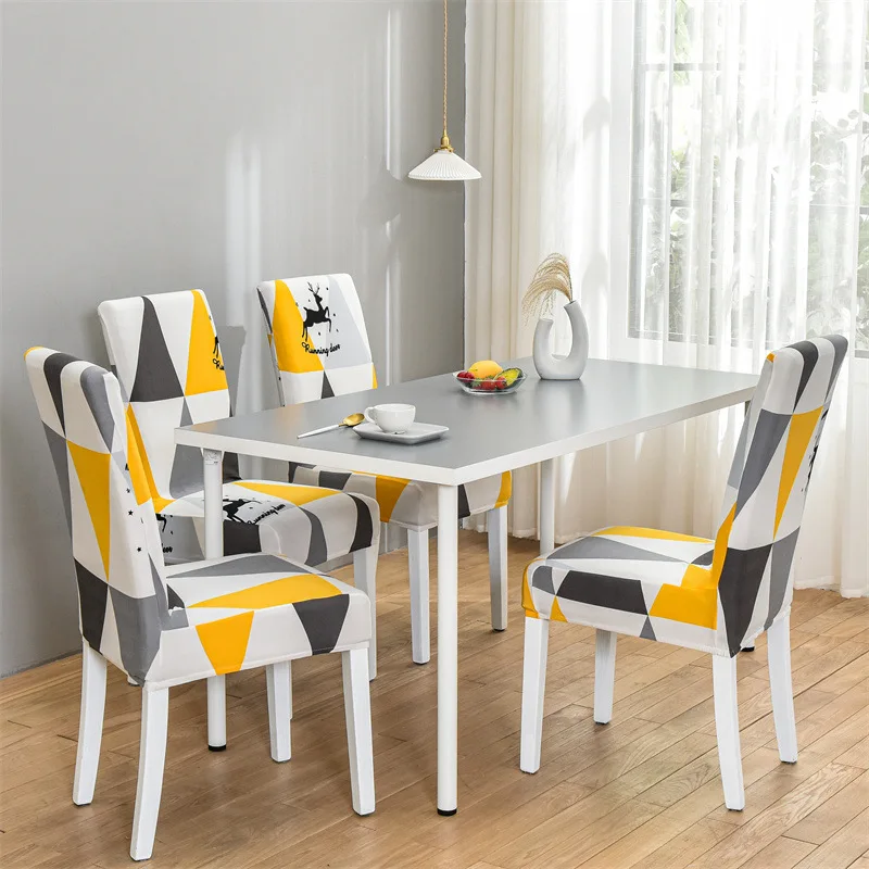 

Чехлы на стулья с геометрическим рисунком, эластичные Чехлы в скандинавском стиле для обеденного стола, универсальные, для кухни, 6 шт.