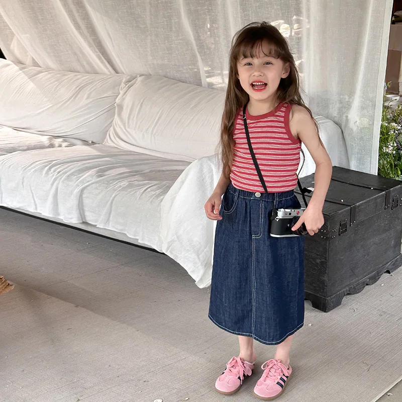 Summer Baby Girls Tank Top Kids Underwear Sleeveless Vest Children's Striped Printed Tops Korean Style Camisole Clothes