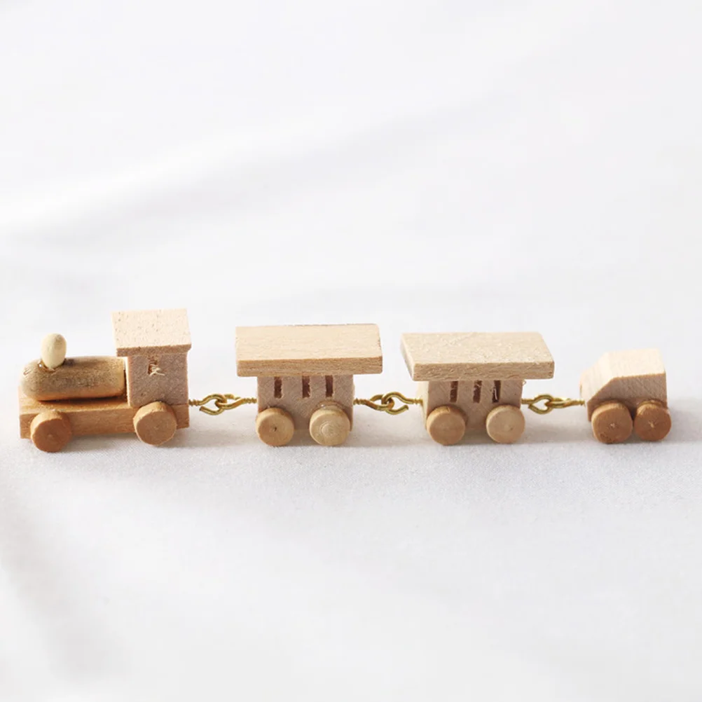 1/2pcs 1:12 Dollhouse Miniature Wooden Train Model Ornaments Educational Toys Christmas Party Kindergarten Decoration wooden christmas ornaments xmas tree hanging tags pendant embellishments crafts decor style 2