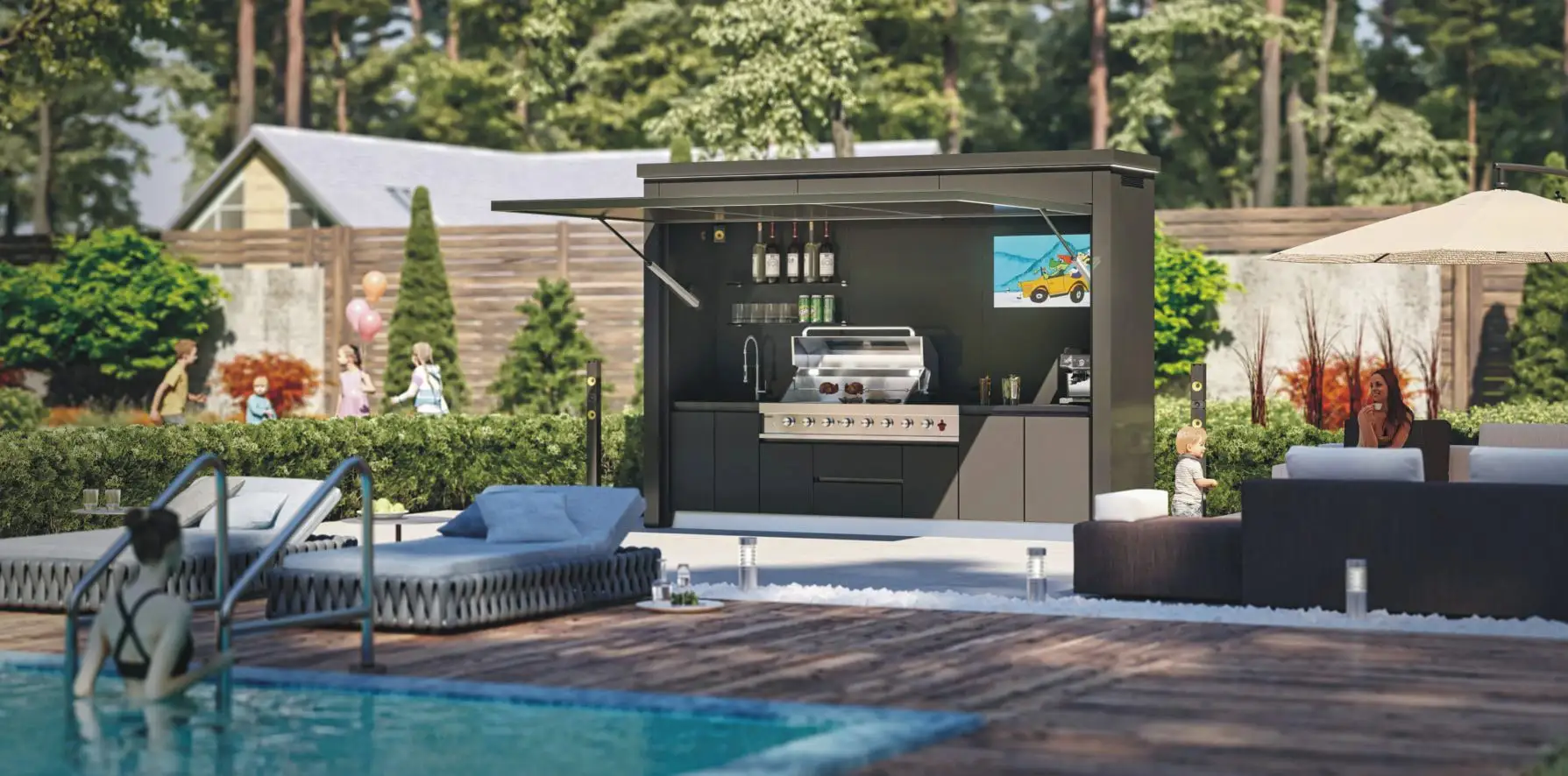 Cuisine extérieure en acier inoxydable noir, durable et conçue pour toutes les saisons 2