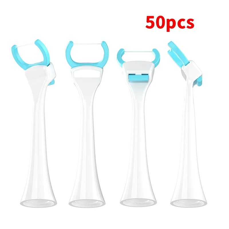 【가격 인하】전동 치실기 50개 교체용 헤드 파워 플로서 및 전동 칫솔 가정용 및 여행용 러싱 앤 플로