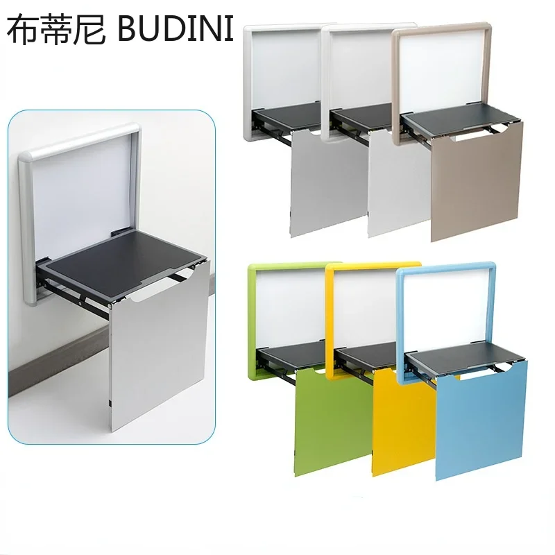 Wall Mounted Household Ultrathin Folding Chair Casual Porch Shoe Back Chair Folding Stool Step Stool Aluminium Home Furniture