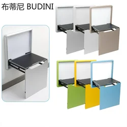 Wall Mounted Household Ultrathin Folding Chair Casual Porch Shoe Back Chair Folding Stool Step Stool Aluminium Home Furniture