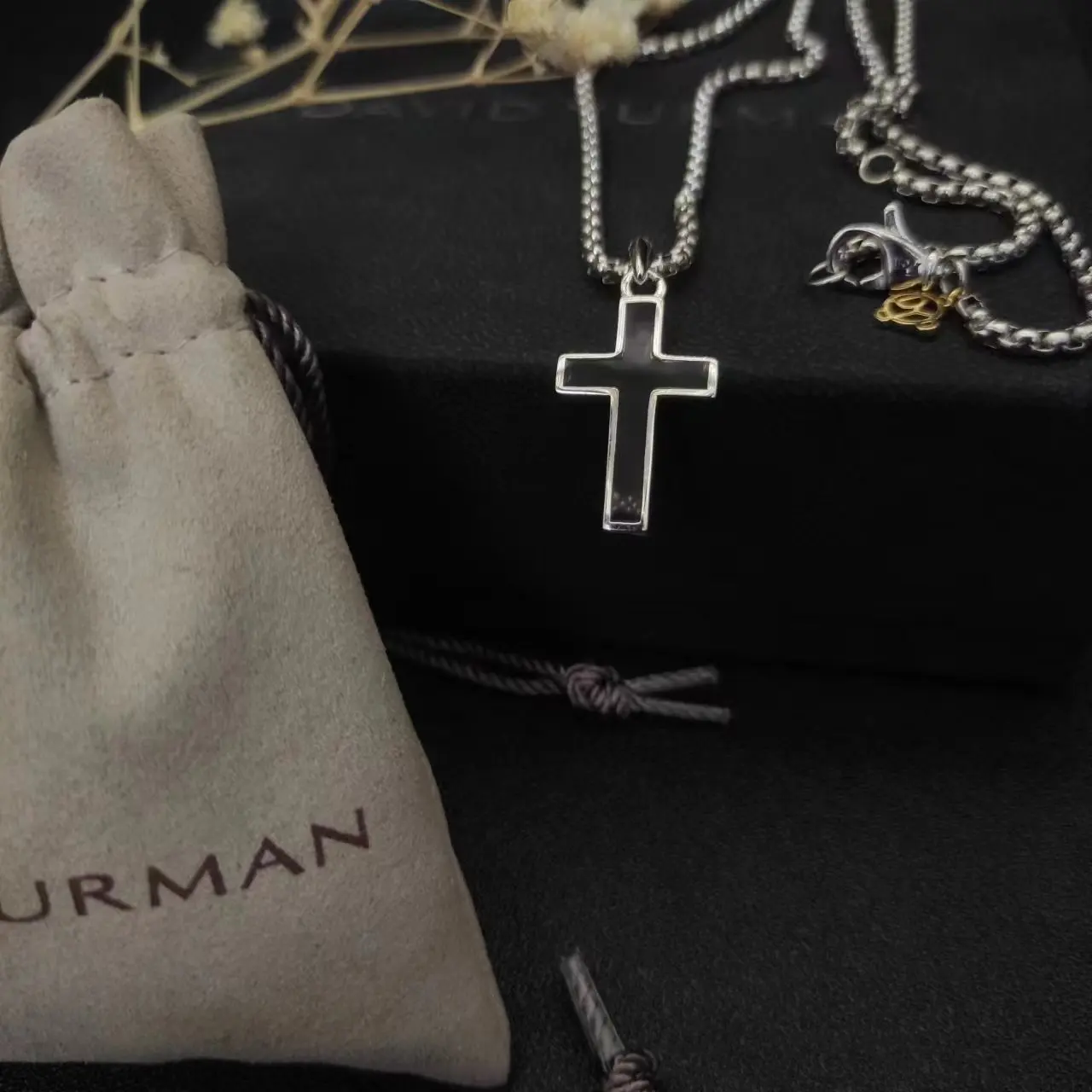 HSC  Cross Necklace Agate New Line Pendant Retro  Zircon Men's Birthday Gift