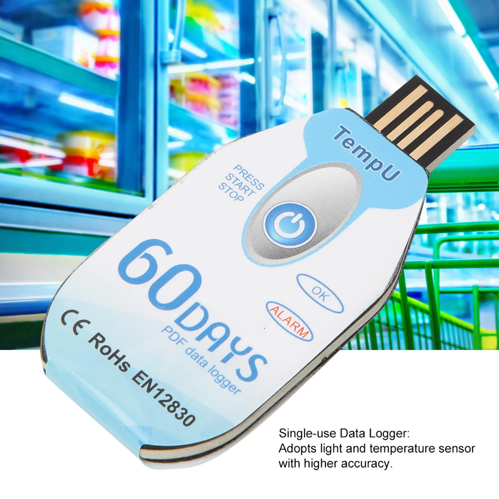 Temperature data logger single use pdf report usb port 10000 points usb