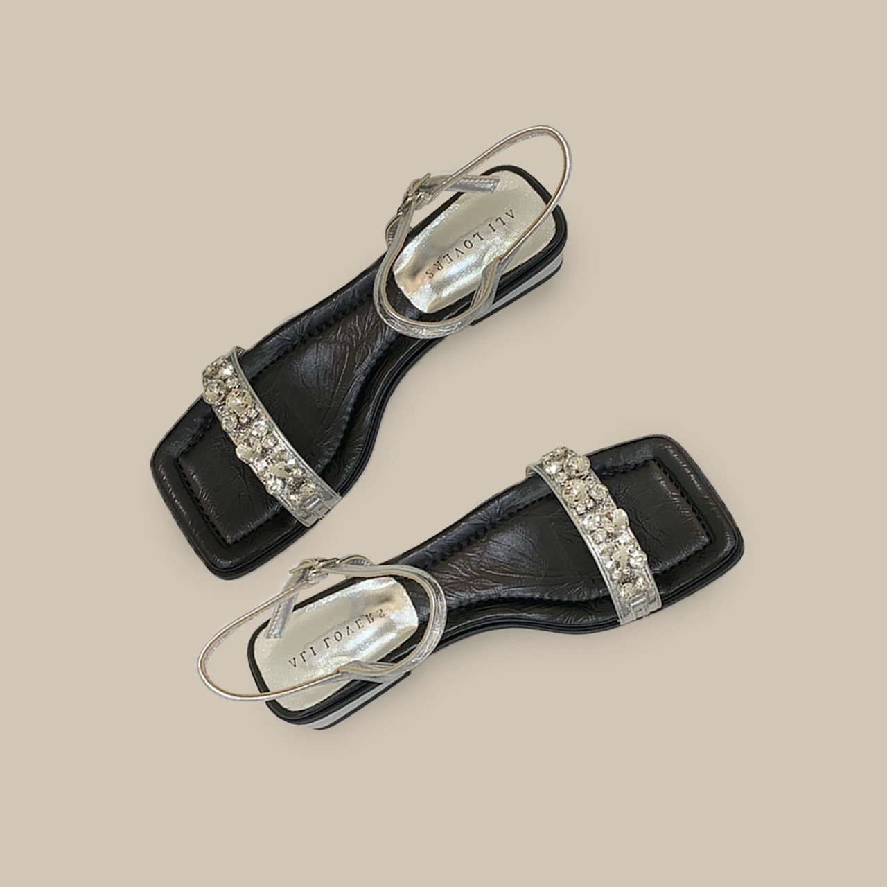 Women's Strappy Open Toe Rhinestone Low Block Chunky Heels Sandals Ankle Buckle Heeled Sandals  for Party Dress