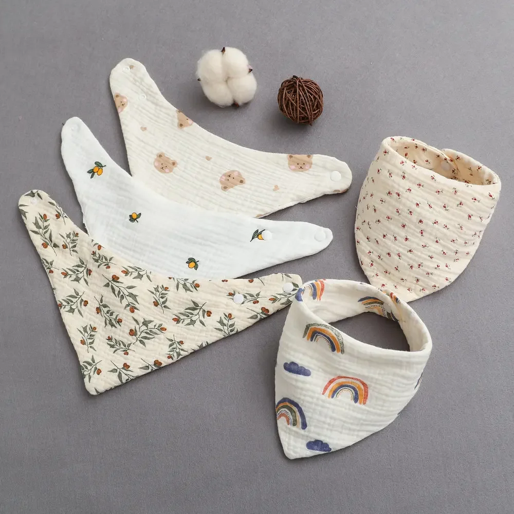 Baby Muslin Bibs Triangle Soft Cotton Burp Cloth Saliva Towel Apron Bandana Scarf Boys Girls Feeding