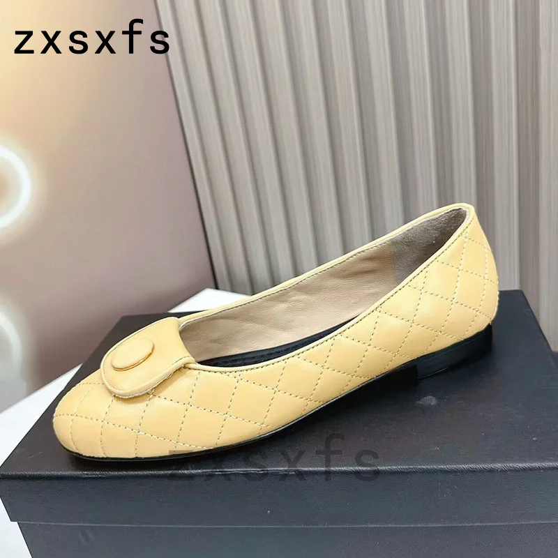 

Designer Flat Casual Shoes For Women Real Leather Slip On Loafers Spring Office Formal Shoes New Brand Ballet Flat Shoes Women