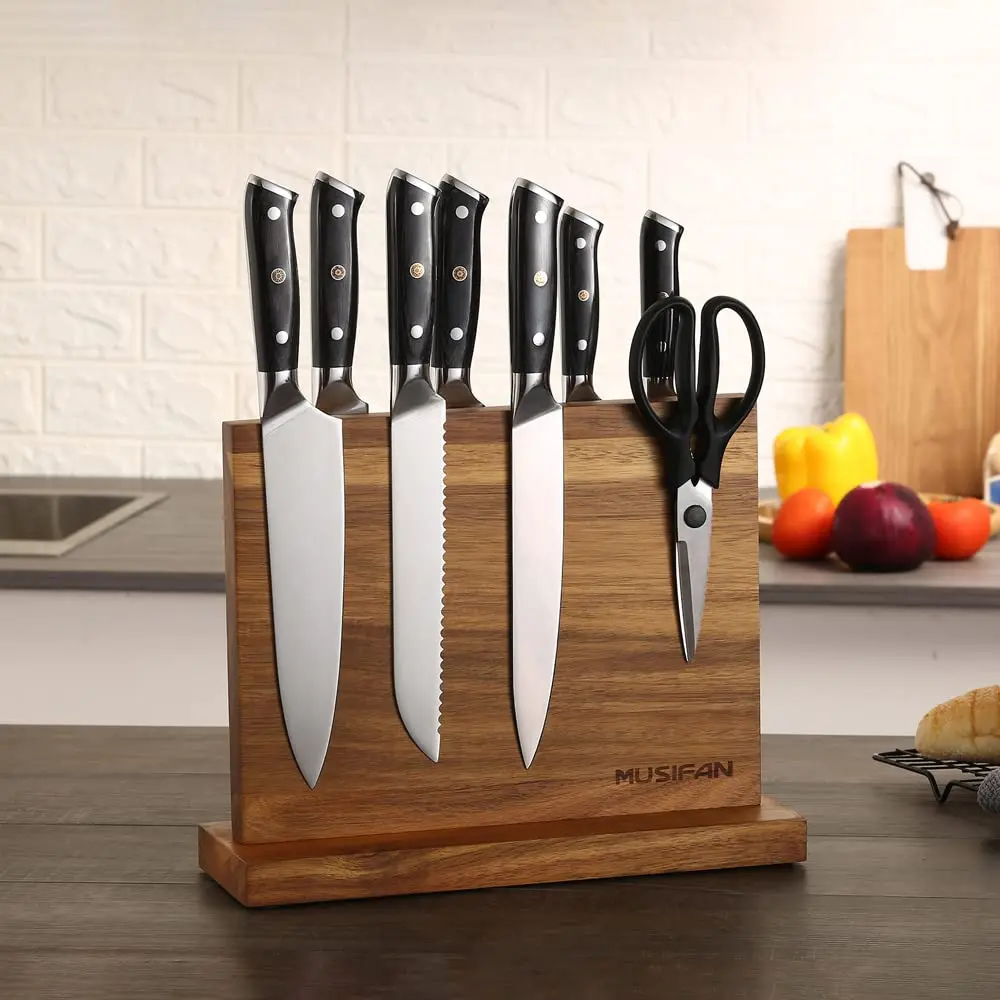 Magnetic Knife Block Double Side Magnet Magnetic Knife Holder For Kitchen  Knives Storage With Anti Slip Pad Wood Knife Board - AliExpress