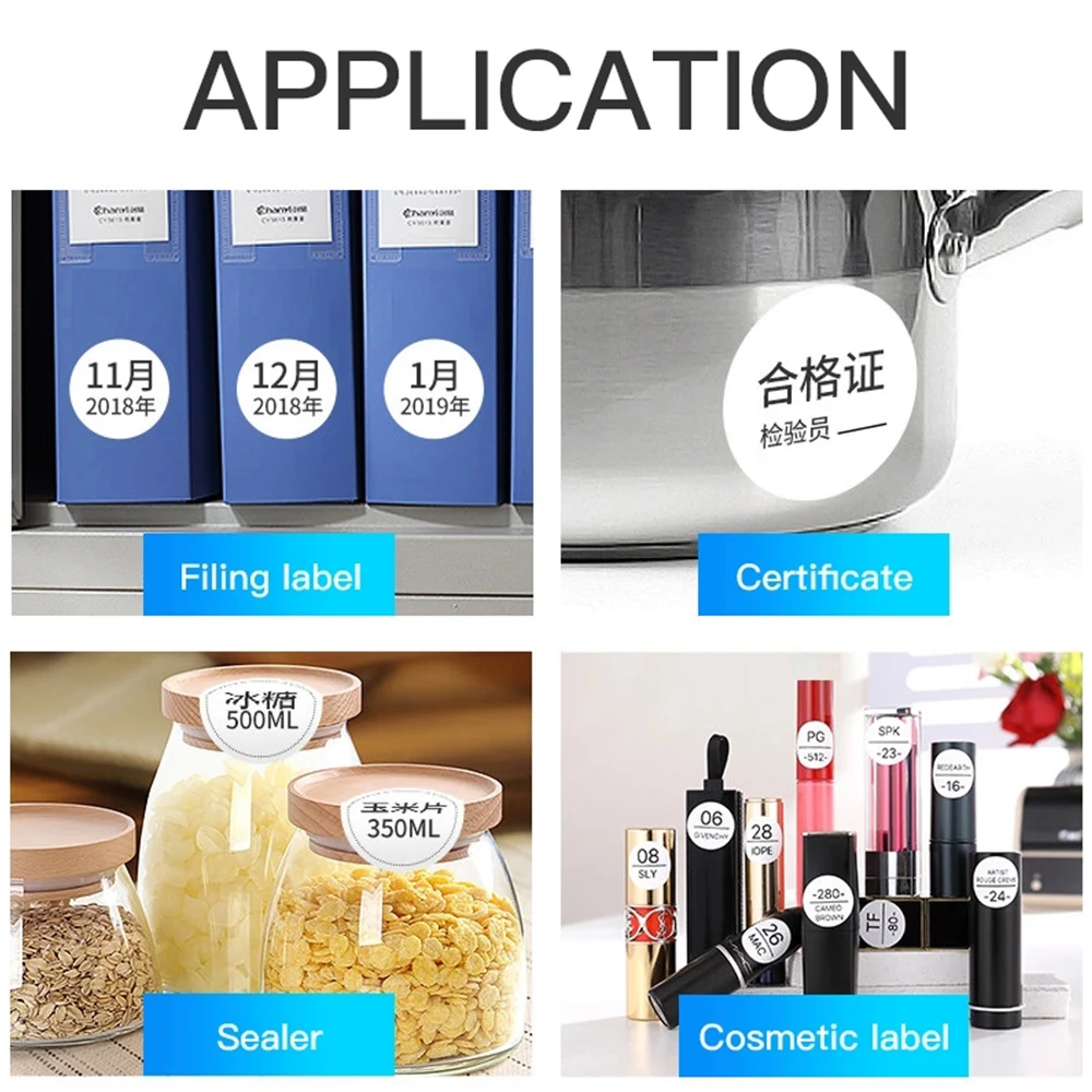 기존 Niimbot B21/B3S/B1/B203 다채로운 흰색 투명 라벨 스티커 자체 접착 방수 가격 태그 감열지