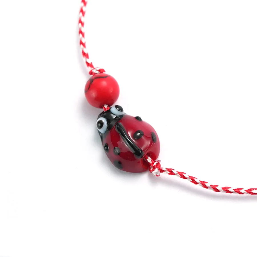 Handmade Ladybug Charm Bracelet For Women With Howlite Stone