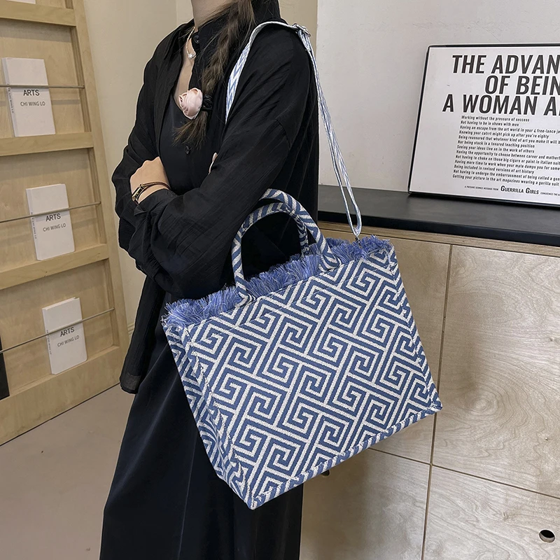 Large Capacity Beach Bag For Women 2024 Fashion Jacquard