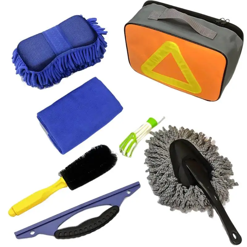 

7pcs Car Detailing Brush Set Car Interior Exterior Wheels Cleaning Brush Non-Slip Soft Handle Cleaning Tools Car Wash Accessoris