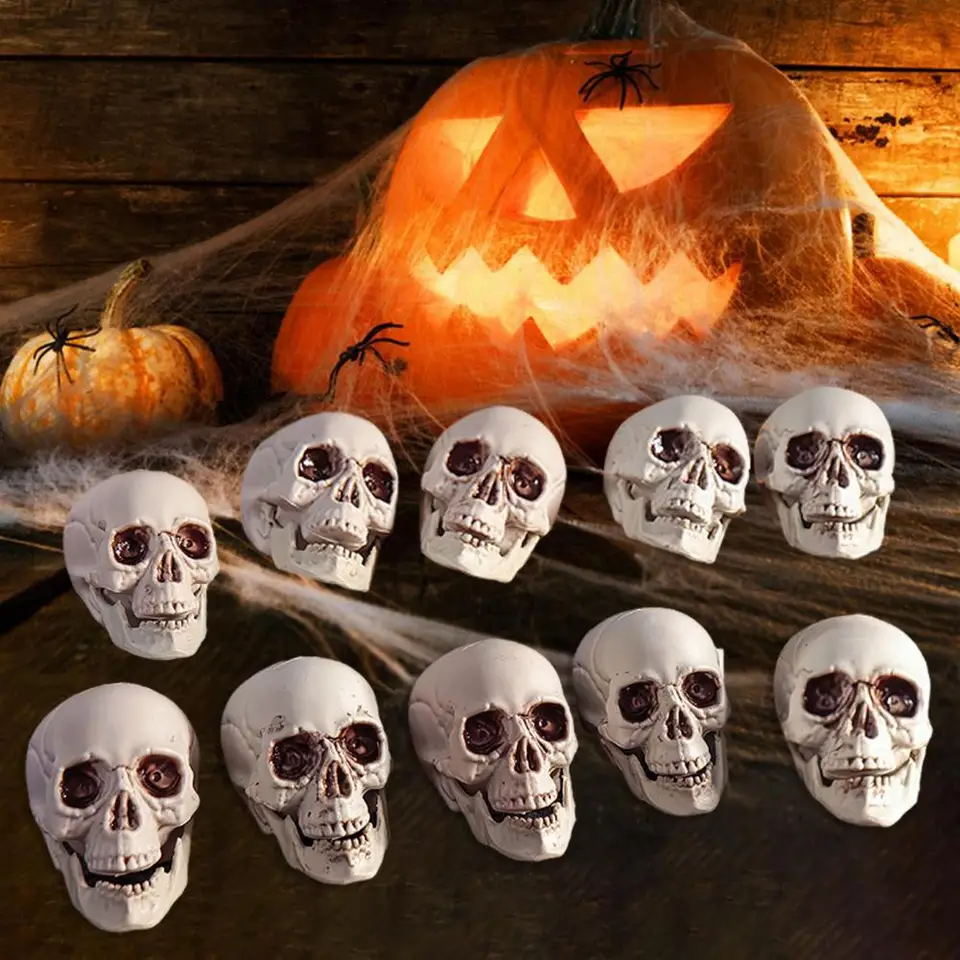 10 Stuks Halloween Baby Pop Hoofd Met Tas Enge Plastic Skelet Hoofd  Ornament Griezelige Schedel Beelden Voor Home Party Decor - AliExpress, image size:960x960