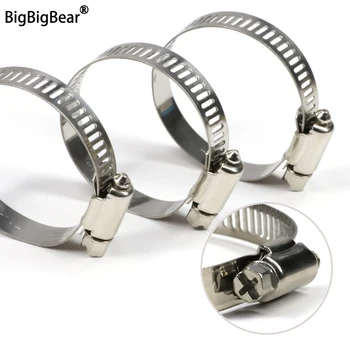1pcs ท่อ Clamps ปรับสแตนเลส 8 ~ 120 มม.การใช้ท่อ Clamp หนอนเกียร์ Plier เครื่องมือก๊อกน้ําท่อ Fastener 1