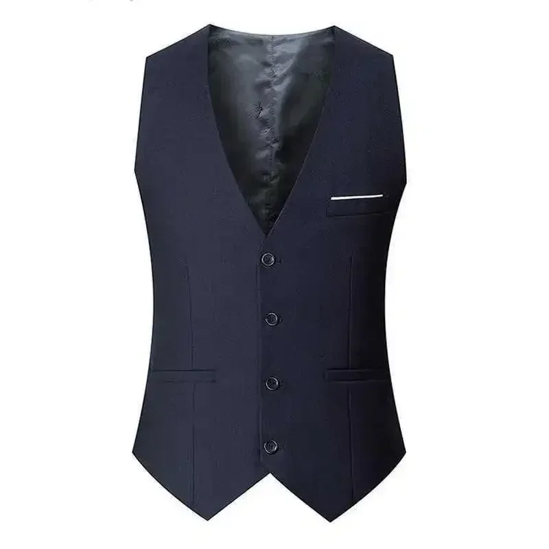 Men's Casual Business Vests Slim Fit Formal Business Vest Large Size Waistcoat for Suit or Tuxedo Wedding Formal Prom 3