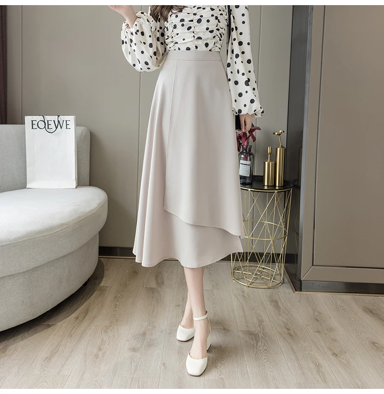 Office Lady Elegant Long Skirts New Arrival 2022 Spring Korean Style Streetwear Solid Color High Waist Women A-line Skirt W1021 skater skirt