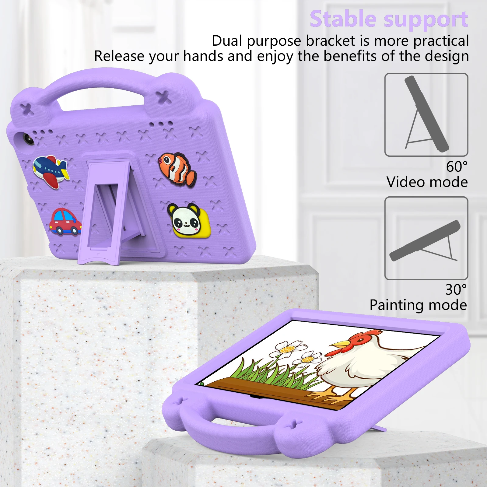 Cartoon EVA Tablet Case with Handle and Shoulder Strap