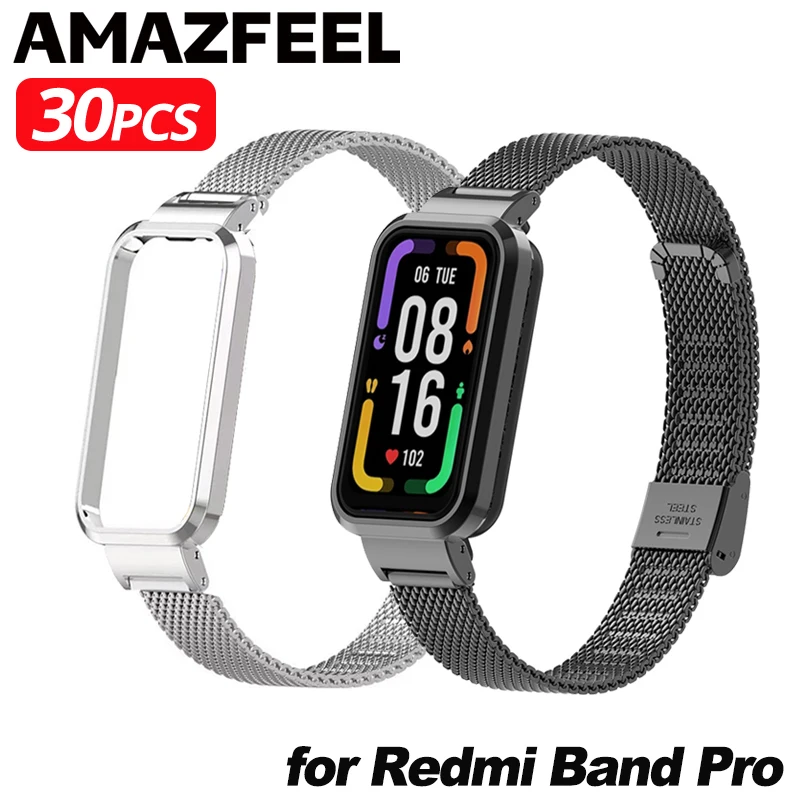 30Pcs Metal Strap For Redmi Smart Band Pro Bracelet Stainless Steel Milanese Band Metal Case Protector Redmi Band Pro Accessory