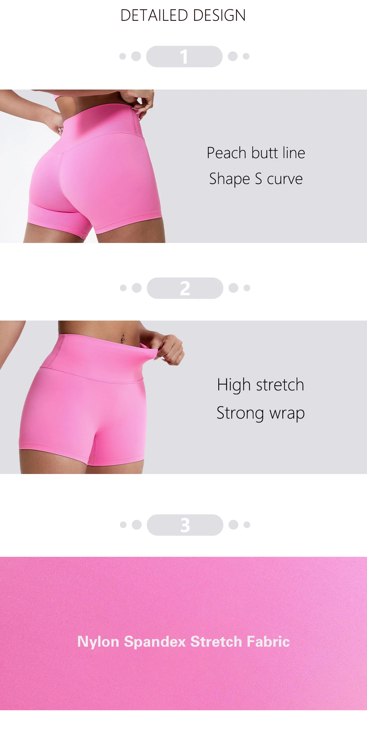 Description Picture 3 of itemHigher Quality Push Up Sports Shorts Women High Waist Yoga Shorts Soften Gym Leggings Women Workout Cycling Shorts Yoga Clothing