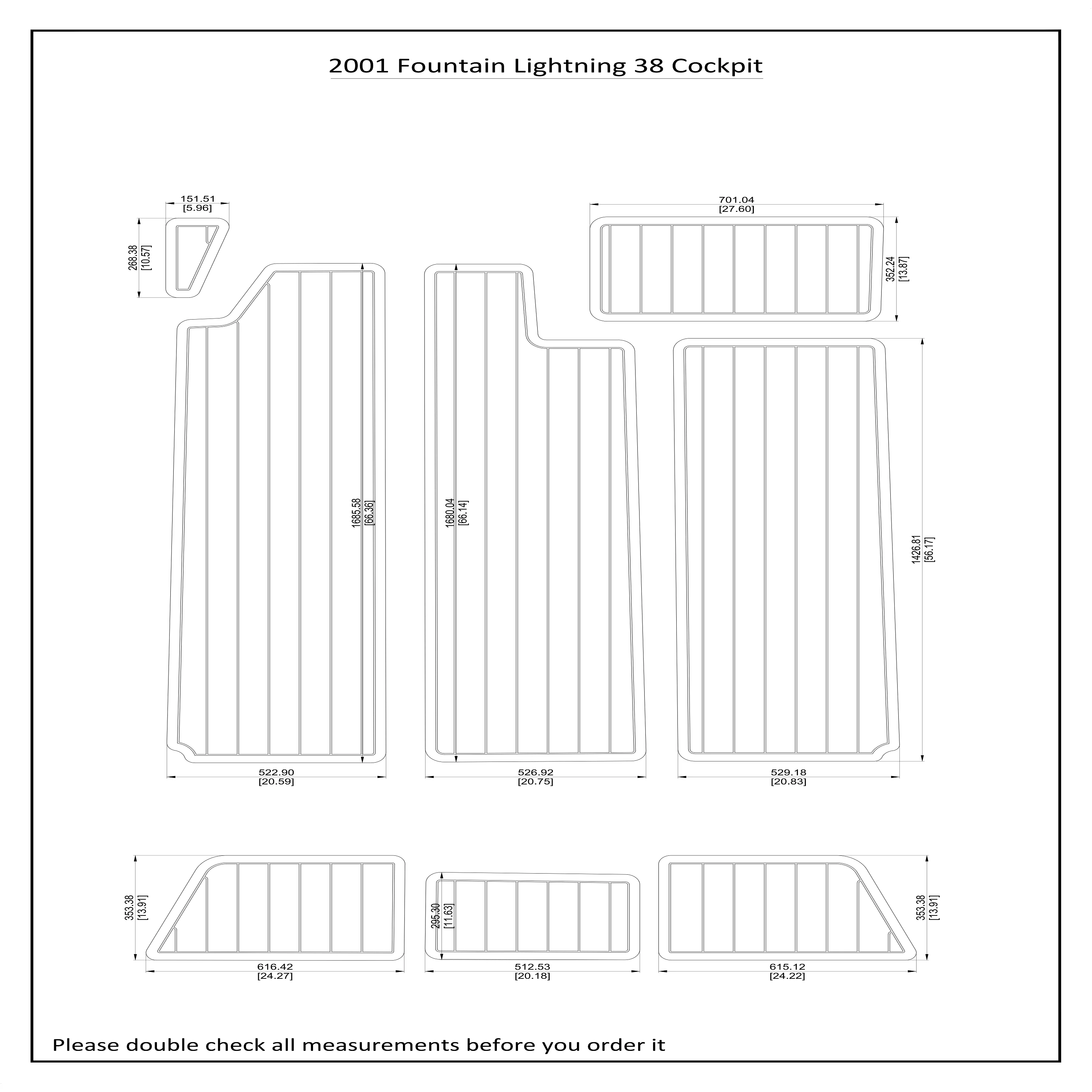 

2001 Fountain Lightning 38 Cockpit Boat EVA Faux Teak Deck Floor Pad