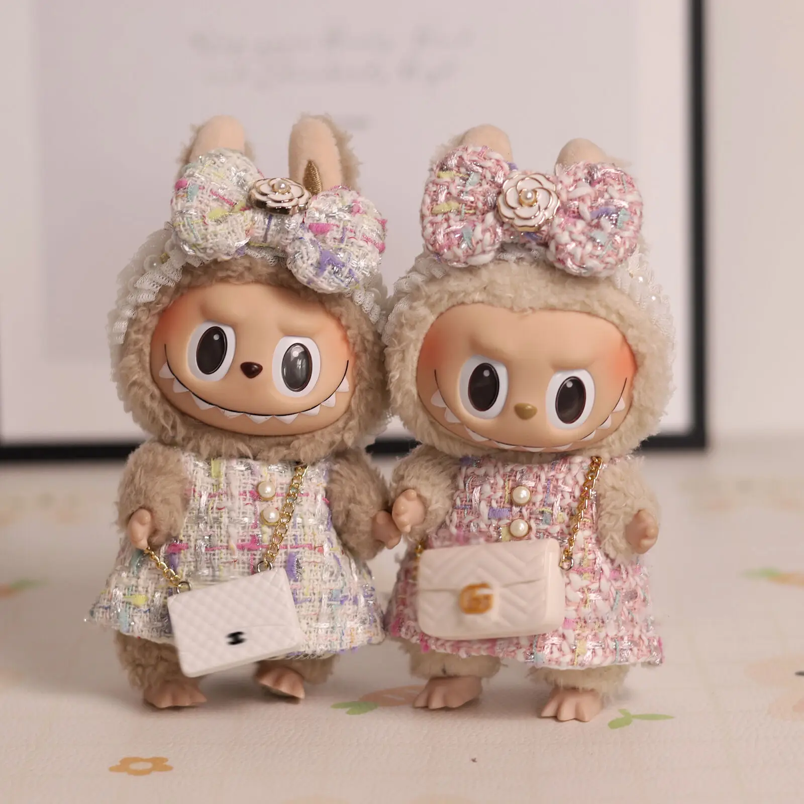 17cm Labubu Doll Clothes Advanced luxury design customization Heartbeat Macaron Labubu Doll Clothes Changing clothes Pendant set 4