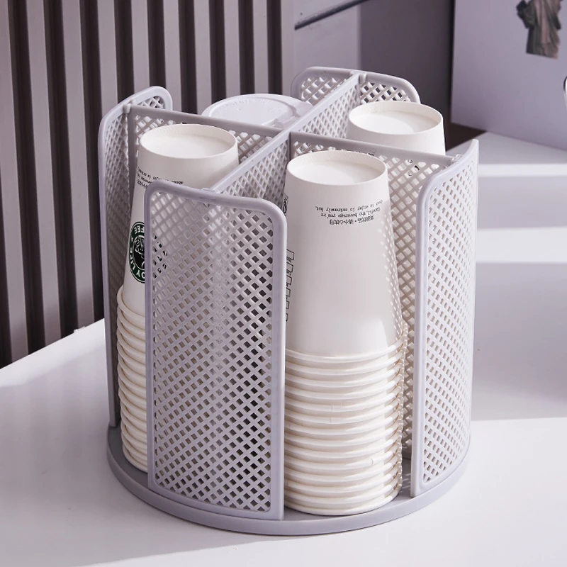 Rotating Paper Cup Holder Disposable Cup Storage Rack Bar Milk Tea Coffee Cup Compartment Cup Taker Rotating Cup Holder 3