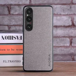 Luxurious Textile Leather Phone Case for Sony Xperia - Elegant and Durable Protection (Light Gray)