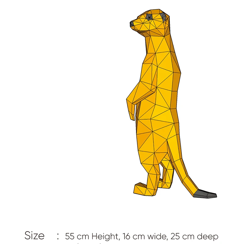 Meerkats Suricate Animal Paper Model Porch Decor 3D Hand Made Papercraft Model Kit DIY Origami Corridor Ornament Puzzles