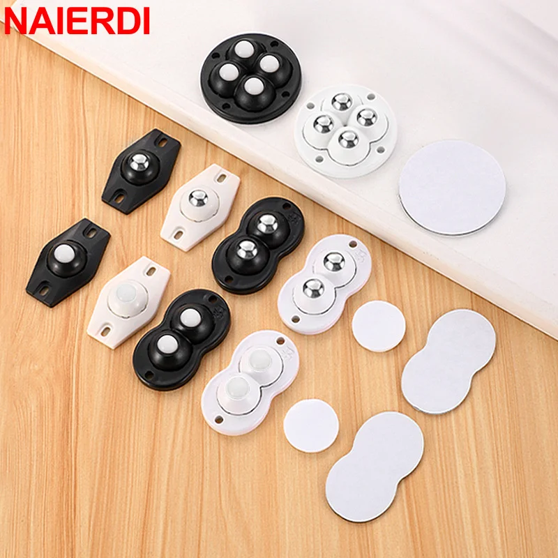 4 Pack Mini Self Adhesive Wheels 360&deg;Rotation for Small Appliances Universal Wheel Trash Can Storage Box
