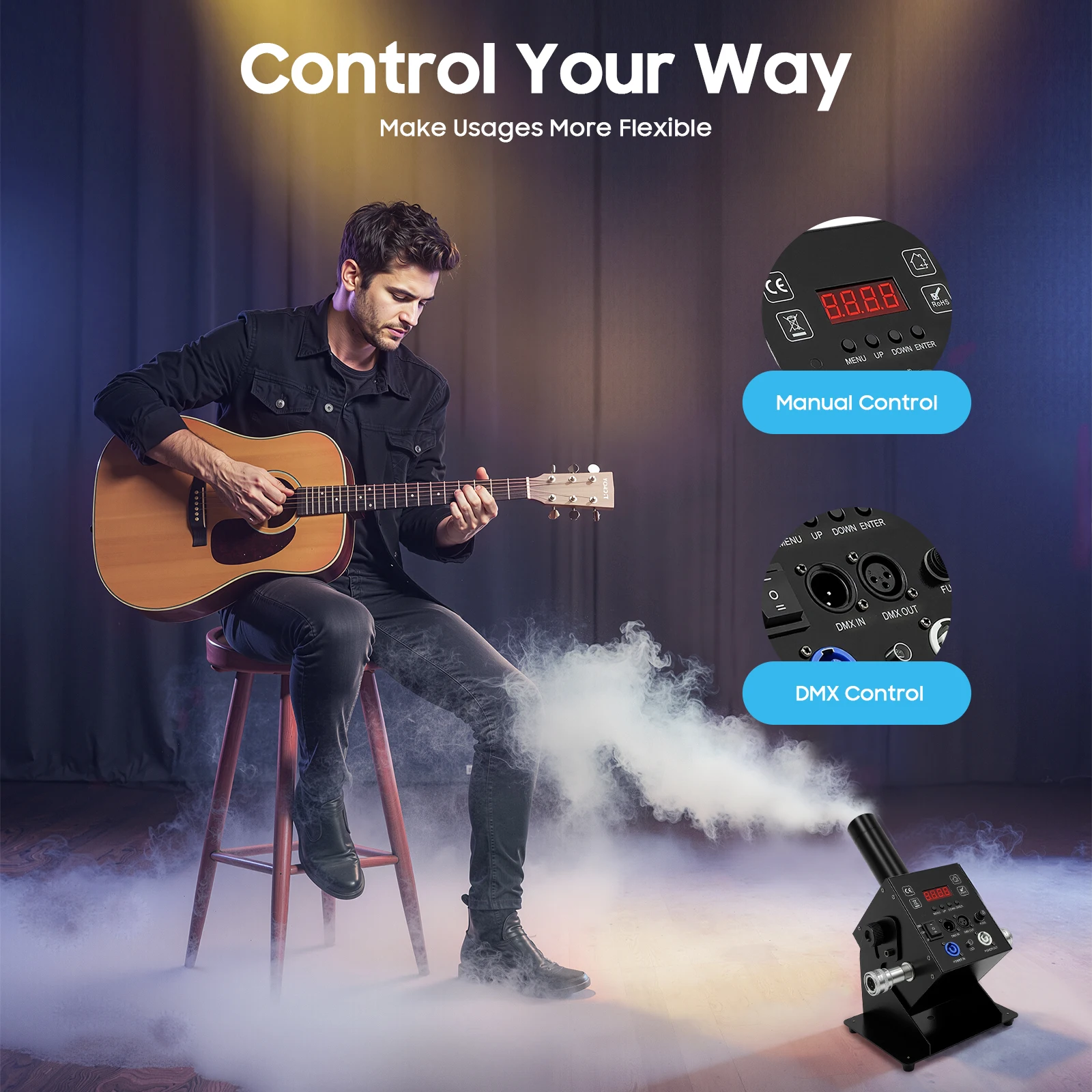 CO2 Fog Machine with 12 LEDs for Stage and Party