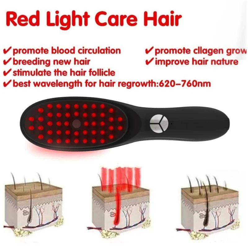 Cura del cuoio capelluto Fototerapia Dispositivo per la cura dei capelli Luce colorata Parrucchiere Elettrico Prevenzione della perdita dei capelli Testa Massaggio meridiano Pettine - immagine 5