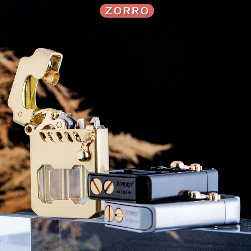 2025 ZORRO Mecha Transparent Fuel Tank Mechanical Ejection Kerosene Lighter Metal High-looking Creative High-end Men's Gifts 5