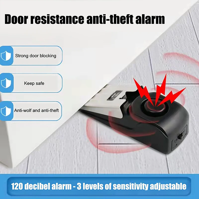 120 db Wireless Door Stop Stopper Alarm Block Blocking System Anti-theft Burglar Stop System Security Home Wedge Shaped door stopper