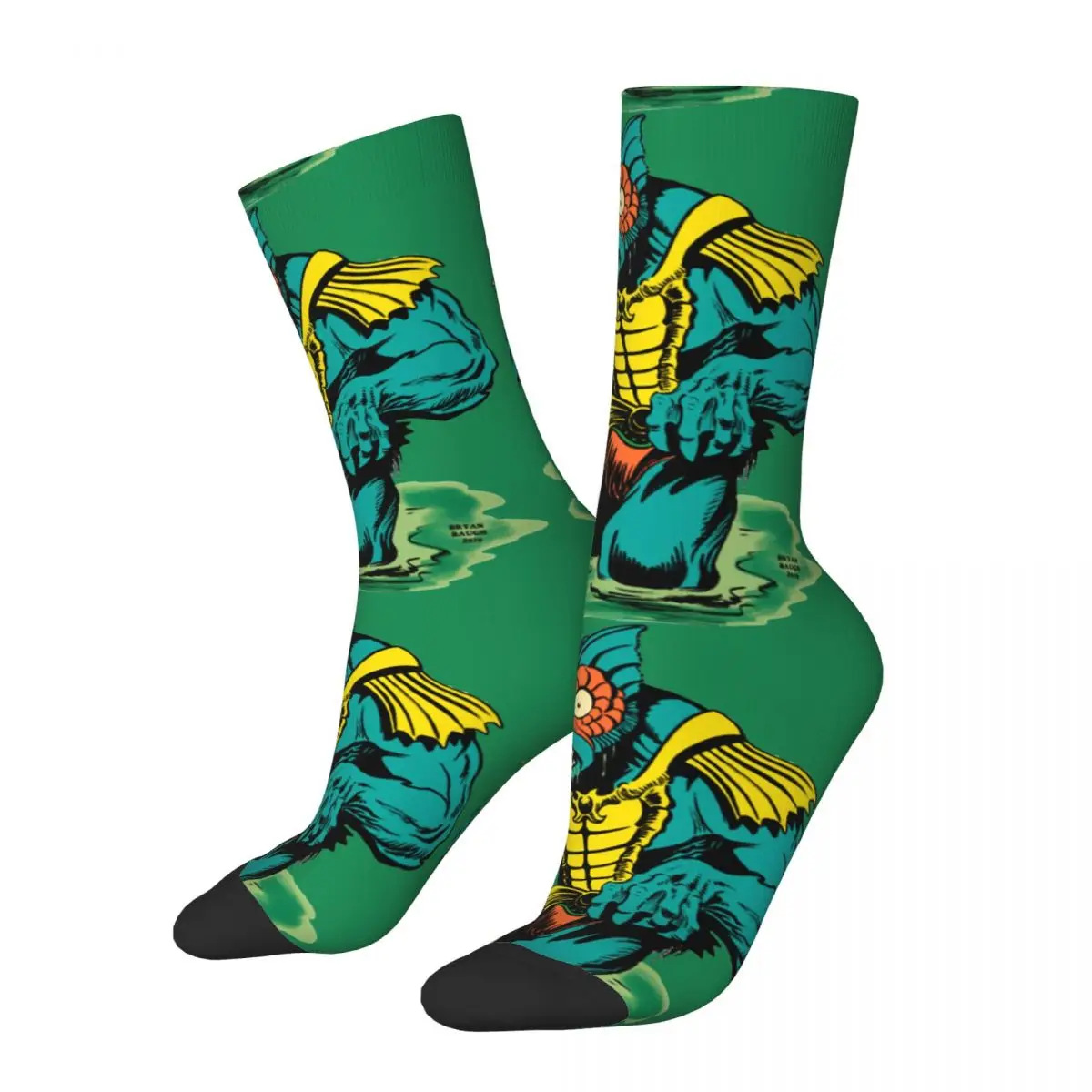 Calzino A Compressione Da Uomo Pazzo Verde Vintage Unisex Masters Of The Universe Fantastic World Street Style Pattern Stampato Crew Sock