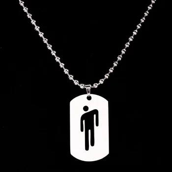 New Fashion Skew Head Tag Stainless Steel Pendant Necklaces for Men Women Wholesale Hip Hop Jewelry