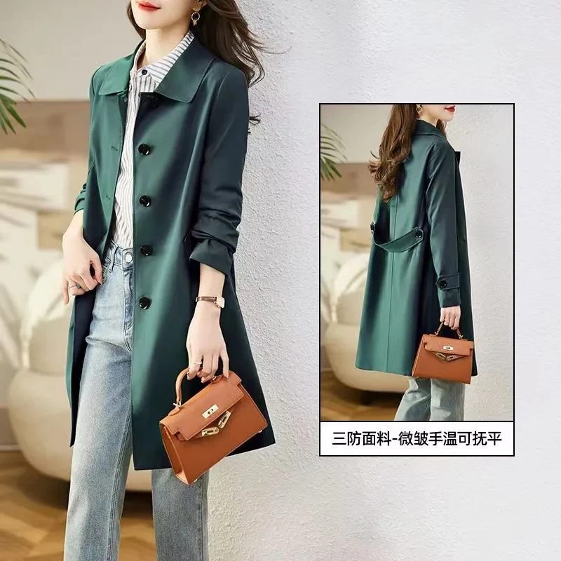 Double layer windbreaker women's mid length 2023 spring and autumn small figure fashionable and age reducing temperament casual