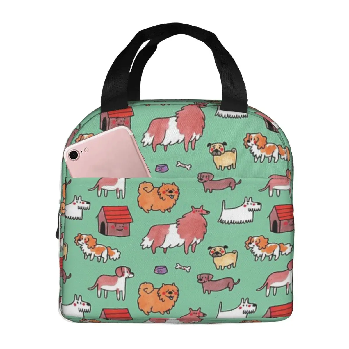 

I WANT A DOG Insulated Lunch Bags Portable Picnic Bags Thermal Cooler Lunch Box Lunch Tote for Woman Work Kids School