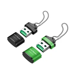 Compact High - Speed USB 2.0 Micro SD Card Reader Adapter (Green and Black)