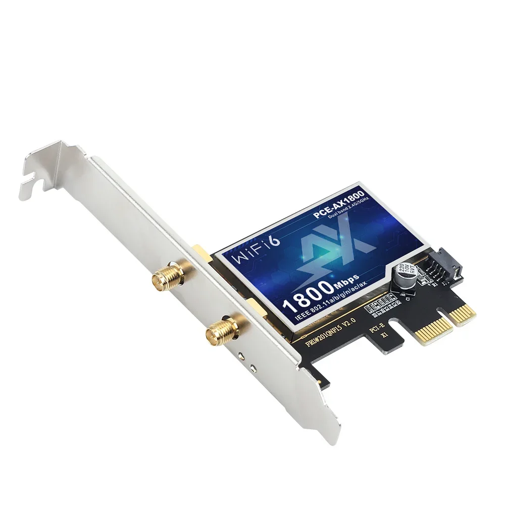 블루투스 5.2 와이파이 6 PCie 무선 어댑터, 윈도우 10/11 데스크탑 PC용, 듀얼 밴드, AX1800, 5Ghz, 2.4Ghz