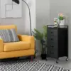 Fabric Storage Dresser Bedroom 4 Drawer Storage Organizer Unit Vertical Drawer Small Nightstand with Rolling Casters (Dark Gray) 6