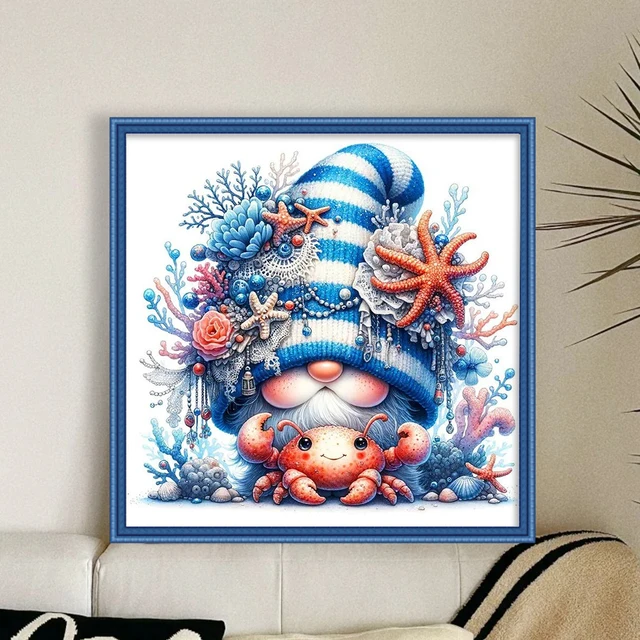 Fil de coton écologique à broder complet 11CT, Kit de point de croix Gnome imprimé, Art 4
