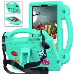 Children's EVA Handle Case with Shoulder Straps - Shockproof Strawberry Bear Design Cover for Redmi Pad SE 8.7 (Mint Green  with SP)
